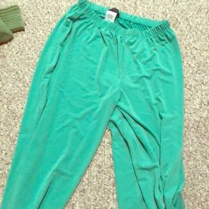Green wide leg pants